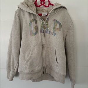 GAP Kids Light Gray Hoodie with Colorful Sequin Logo